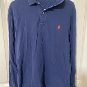 Ralph Lauren Men's Polo Shirt in Blue with Orange Logo